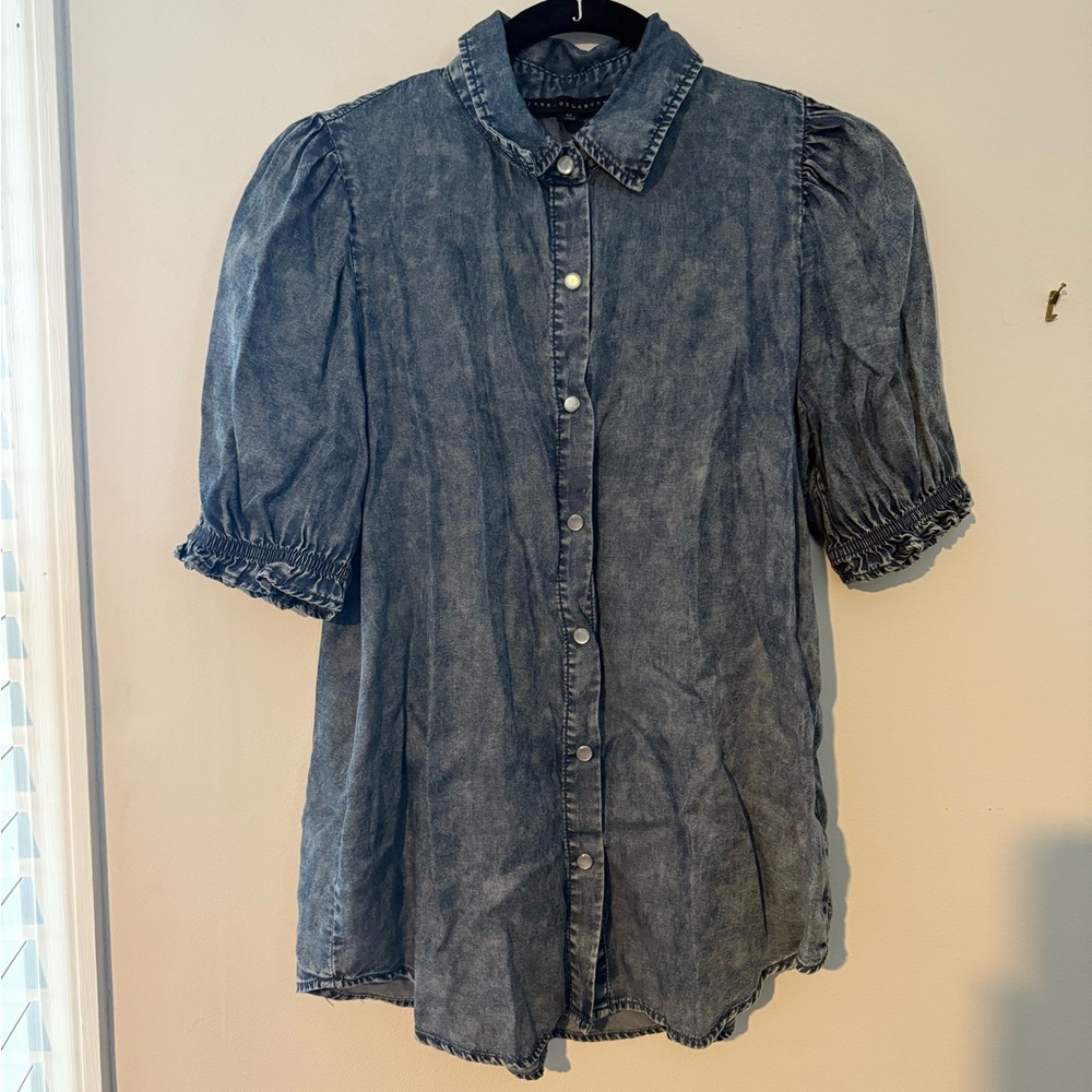 Relaxed Denim Button-Up Top